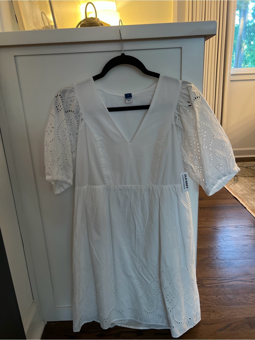 Old Navy White Eyelet Babydoll Mini Dress